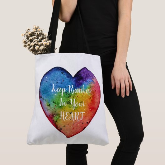 Tote Bag Cute Watercolor Rainbow (De près)