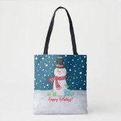 Tote Bag Cute Whimsical Christmas Snowman (Devant)