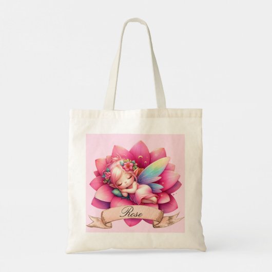Tote Bag Cute Whimsical Floral Doux Rêves Dormir Fée (Dos)