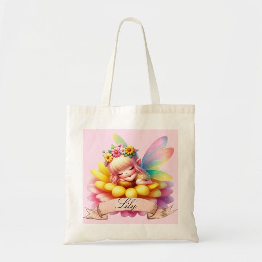 Tote Bag Cute Whimsical Floral Doux Rêves Dormir Fée (Devant)