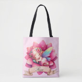 Tote Bag Cute Whimsical Floral Doux Rêves Dormir Fée (Devant)