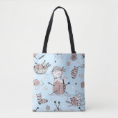 Tote Bag Cute Whimsical Girly Funny Tricot laine Chat (Devant)