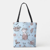 Tote Bag Cute Whimsical Girly Funny Tricot laine Chat (Dos)