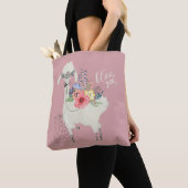 Tote Bag Cute Whimsical Moderne Llama Je Vous Aime (De près)