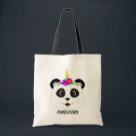 Tote Bag Cute Whimsical Panda Unicorn Pandicorn<br><div class="desc">Face de panda mignonne avec couronne de fleur de licorne.</div>