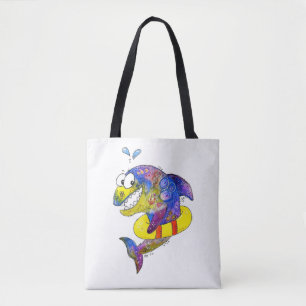 Tote Bag Cute Whimsical Requin coloré en flotteur