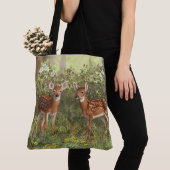 Tote Bag Cute White Deer Twin Fawns (De près)