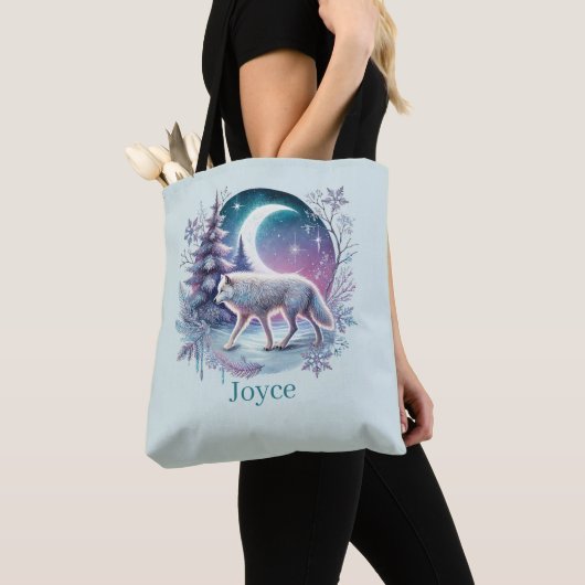 Tote Bag Cute wolf lovers add name  (De près)