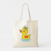 Tote Bag Cute Yellow Baby Rubber Duck with Clover Hat funny (Dos)