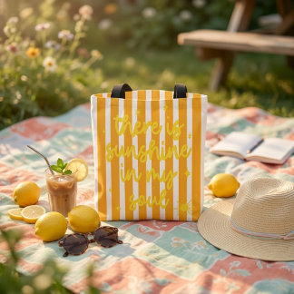 Tote Bag Cute Yellow Stripe Summer" Sunshine in my Soul"