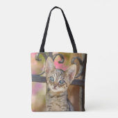 Tote Bag Cute Young Tabby Kitten aux yeux bleus dans un jar (Dos)