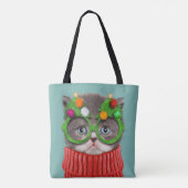 Tote Bag Cutest Baby Animals | Cat Christmas Sweater (Dos)