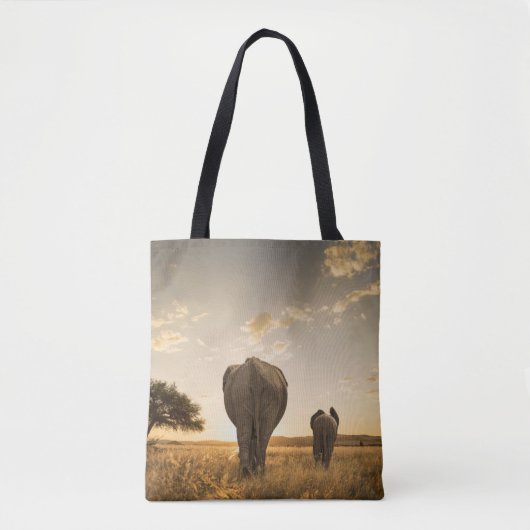 Tote Bag Cutest Baby Animals | Elephant Calf & Mother (Devant)