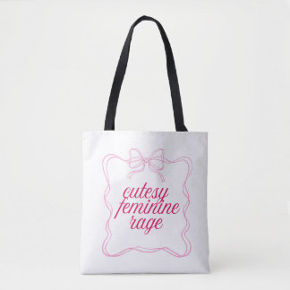 Tote Bag Cutesy Feminine Rage Pink Aesthetic Design | Soft 
