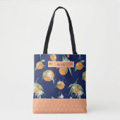 Tote Bag Cutie Orange Floral Navy des Citrus (Devant)