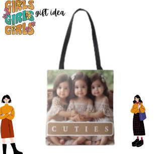 Tote Bag Cuties, blanc mignonne moderne bébé filles Photos
