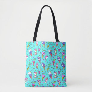 Tote Bag Cyan glace mignonne peut motif licorne