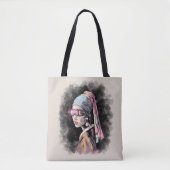 Tote Bag Cyber-fille avec une oreille perle (Devant)