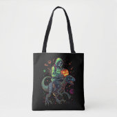 Tote Bag Cyber Neon Skeleton équitation Robo Dino - Hallowe (Devant)