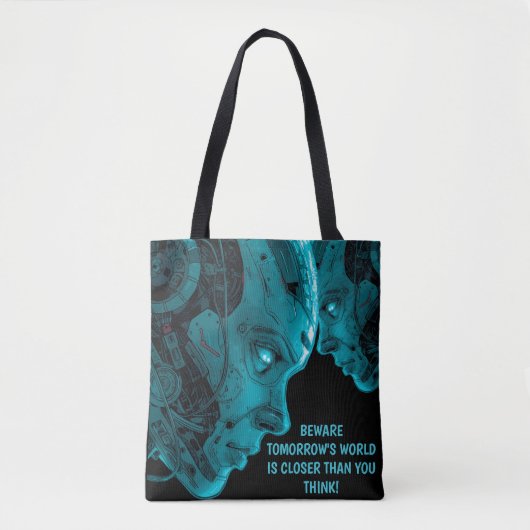 TOTE BAG CYBORG ROBOTIC HEAD (Devant)