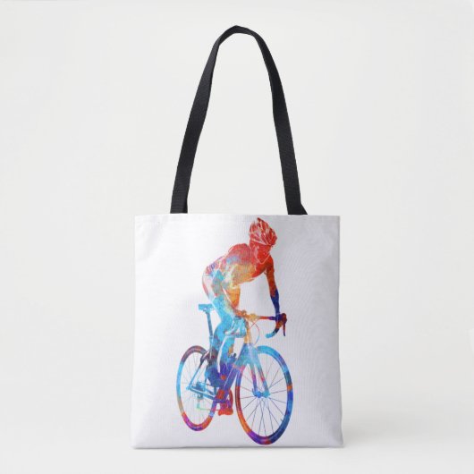 Tote Bag Cycling Road Bicycle Watercolor Painting (Devant)