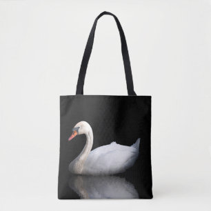 Tote Bag Cygne blanc sur noir
