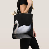 Tote Bag Cygne blanc sur noir (De près)