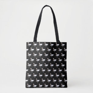 Tote Bag Cygne blanc sur noir