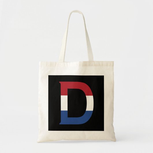 Tote Bag D Monogramme superposé sur NLD Flag sur bk btcn (Devant)