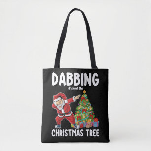 Tote Bag Dabbing autour de Noël Tree Père Noël Holiday