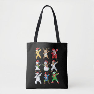 Tote Bag Dabbing Père Noël Elf Friends Noël