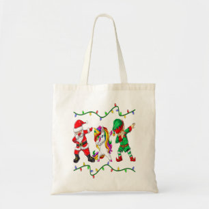 Tote Bag Dabbing Père Noël Elf Unicorne Noël Enfants garçon