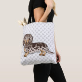 Tote Bag Dachshund à longs poils chocolat et panaché de tan (De près)
