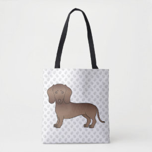 Tote Bag Dachshund à poil court au chocolat Chien de dessin