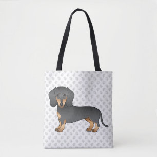 Tote Bag Dachshund à poil court noir et feu, chien mignon &