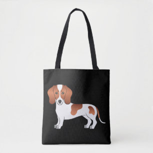 Tote Bag Dachshund à poil court Pied Rouge Dessin Animé Chi