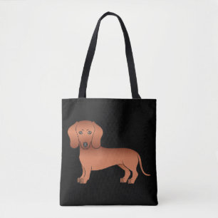 Tote Bag Dachshund à poil court rouge Chien de dessin animé
