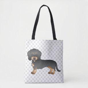 Tote Bag Dachshund à poil dur noir et feu & pattes