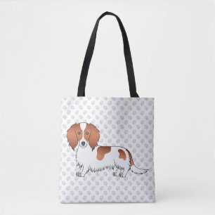 Tote Bag Dachshund à poil long et pattes rouges dessin anim