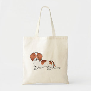 Tote Bag Dachshund à poil long pie rouge dessin animé migno