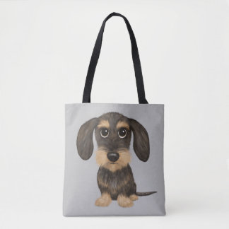 Tote Bag Dachshund À poils durs| Teckel de chien en caricat