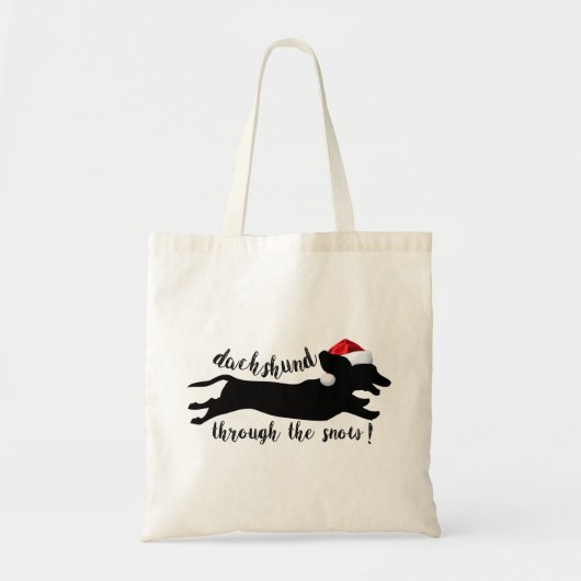 Tote Bag Dachshund à travers la neige Fêtes de Noël (Devant)