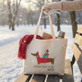 Tote Bag Dachshund À travers la neige Noël Chien Nom de pla