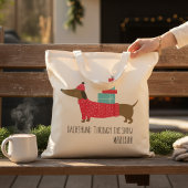 Tote Bag Dachshund À travers la neige Noël Chien Nom de pla