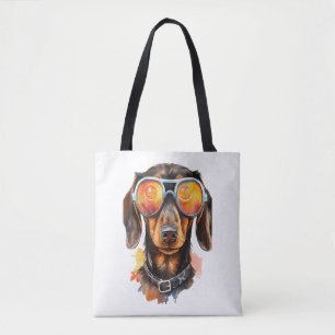 Tote Bag Dachshund avec lunettes de soleil