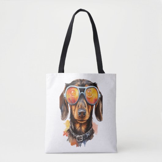 Tote Bag Dachshund avec lunettes de soleil (Devant)