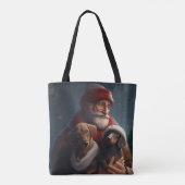 Tote Bag Dachshund Avec Noël Festif Du Père Noël (Dos)