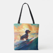 Tote Bag Dachshund Beach Surf Peinture (Dos)
