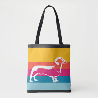 Tote Bag Dachshund by colorful stripes