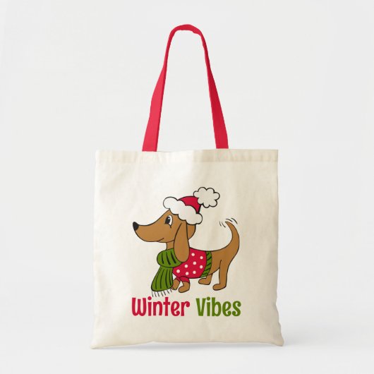 Tote Bag Dachshund Chien d'Hiver (Devant)